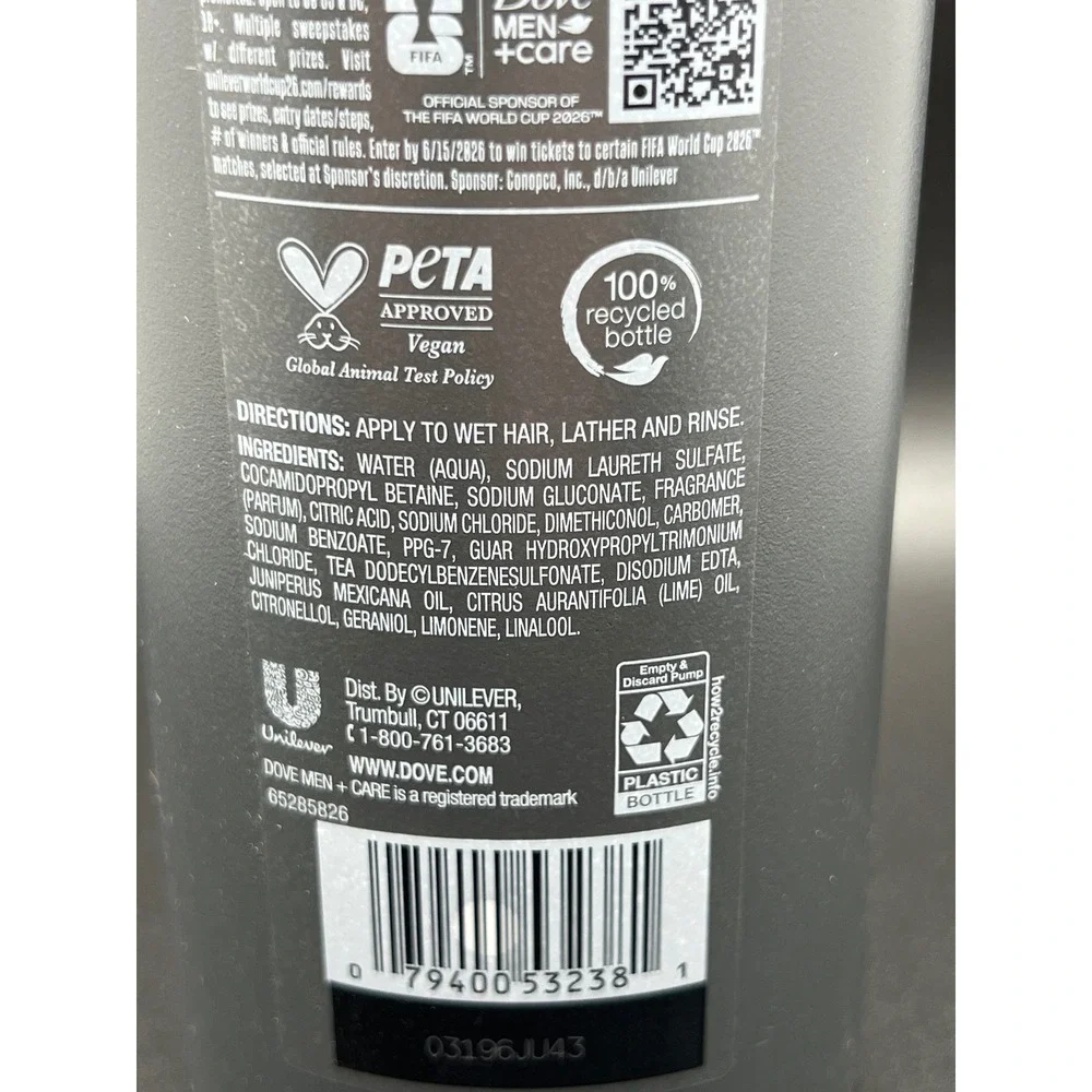 Dove Men+Care All Star Comfort 2in1 Shampoo Conditioner 18oz FIFA 2026 Edition